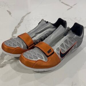 NIKE Zoom LJ 4 Long Jump Pole Vault Track Shoes Silver Orange Mens 9